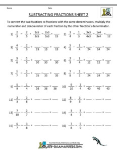 16 Printable Math Worksheets For 5th Grade Fractions Fractions