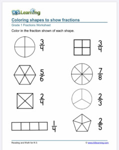 1st Grade Fractions Math Worksheets K5 Learning Fractions