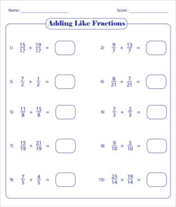 23 Sample Adding Fractions Worksheet Templates Free PDF Word