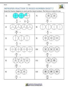 3 Adding Mixed Numbers With Like Denominators Worksheets Improper