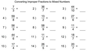 30 Mixed Numbers To Improper Fractions Worksheet In 2020 Improper