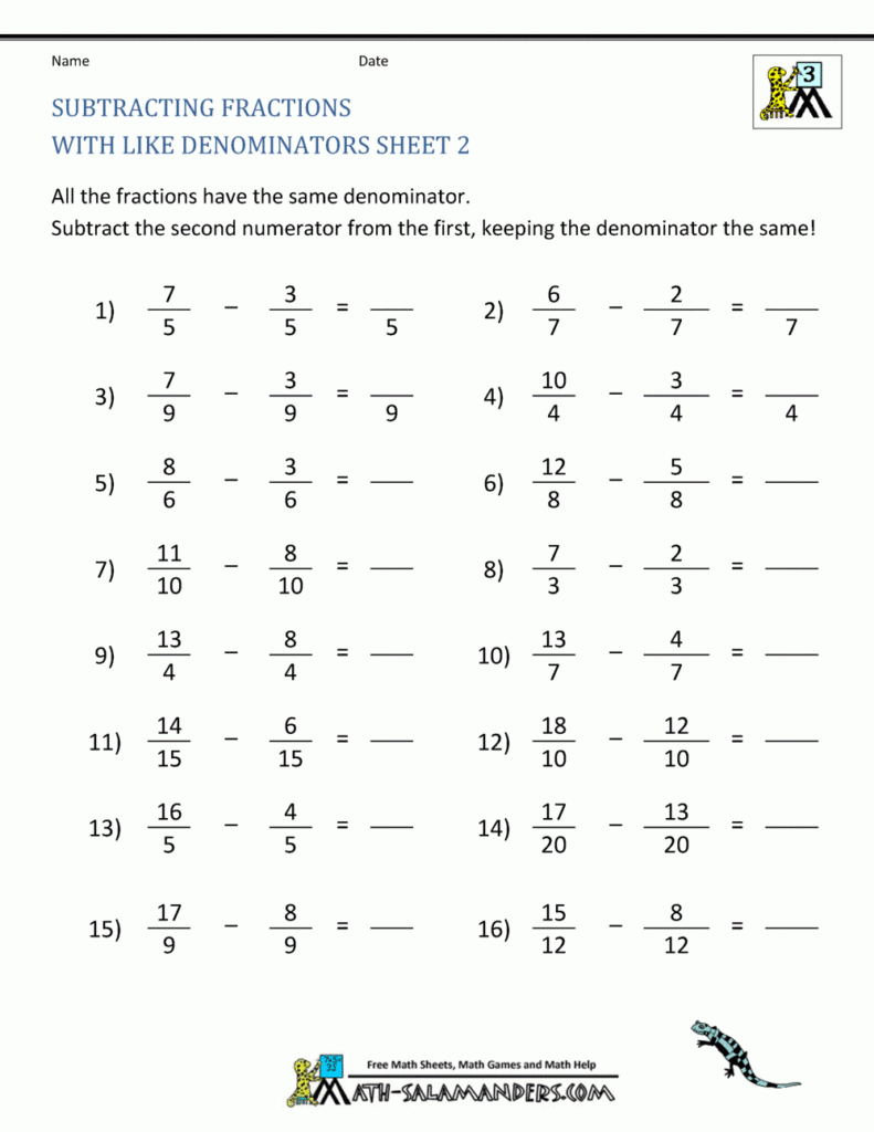 33 Adding And Subtracting Mixed Fractions Worksheet With Answers 