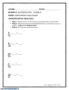 39 Simplifying Fractions Worksheet 7th Grade Combining Like Terms