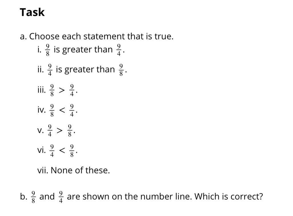 3rd Grade Fraction Task Assessment Comparing Fractions With The Same 