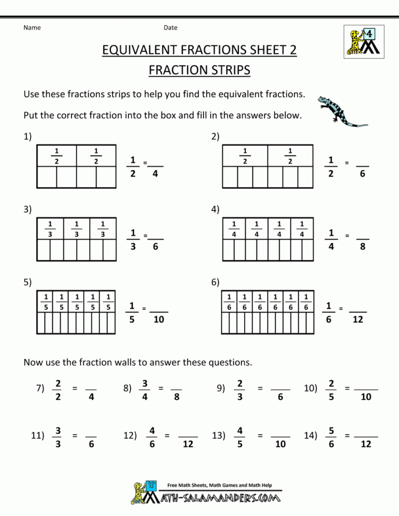 3Rd Grade Math Fractions Worksheets Db excel