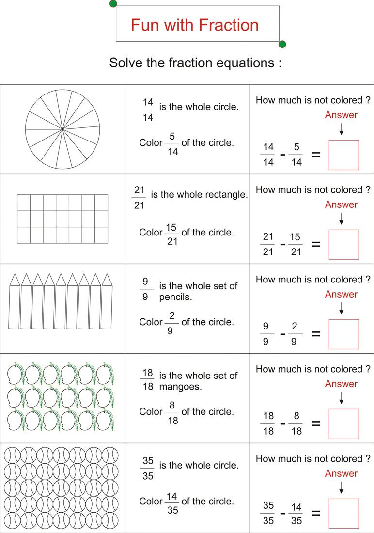 Fun Fraction Worksheets 3rd Grade