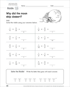 4 Free Math Worksheets Third Grade 3 Fractions And Decimals Adding