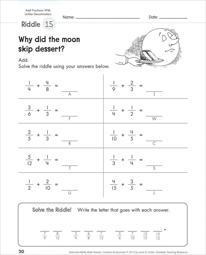 4 Free Math Worksheets Third Grade 3 Fractions And Decimals Adding 