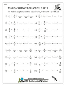 4 Worksheet Free Math Worksheets Sixth Grade 6 Fractions Addition