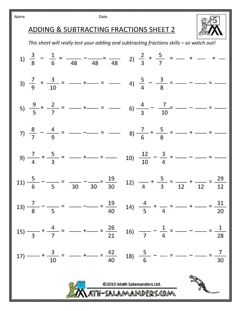 4 Worksheet Free Math Worksheets Sixth Grade 6 Fractions Addition 