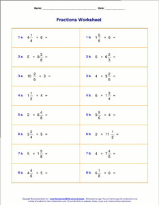 4 Worksheets For Fraction Multiplication Multiplying