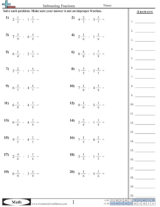 42 Adding And Subtracting Mixed Fractions Worksheets In 2020