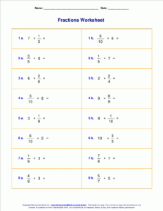 4th Grade Math Multiplying Fractions And Whole Numbers Worksheets