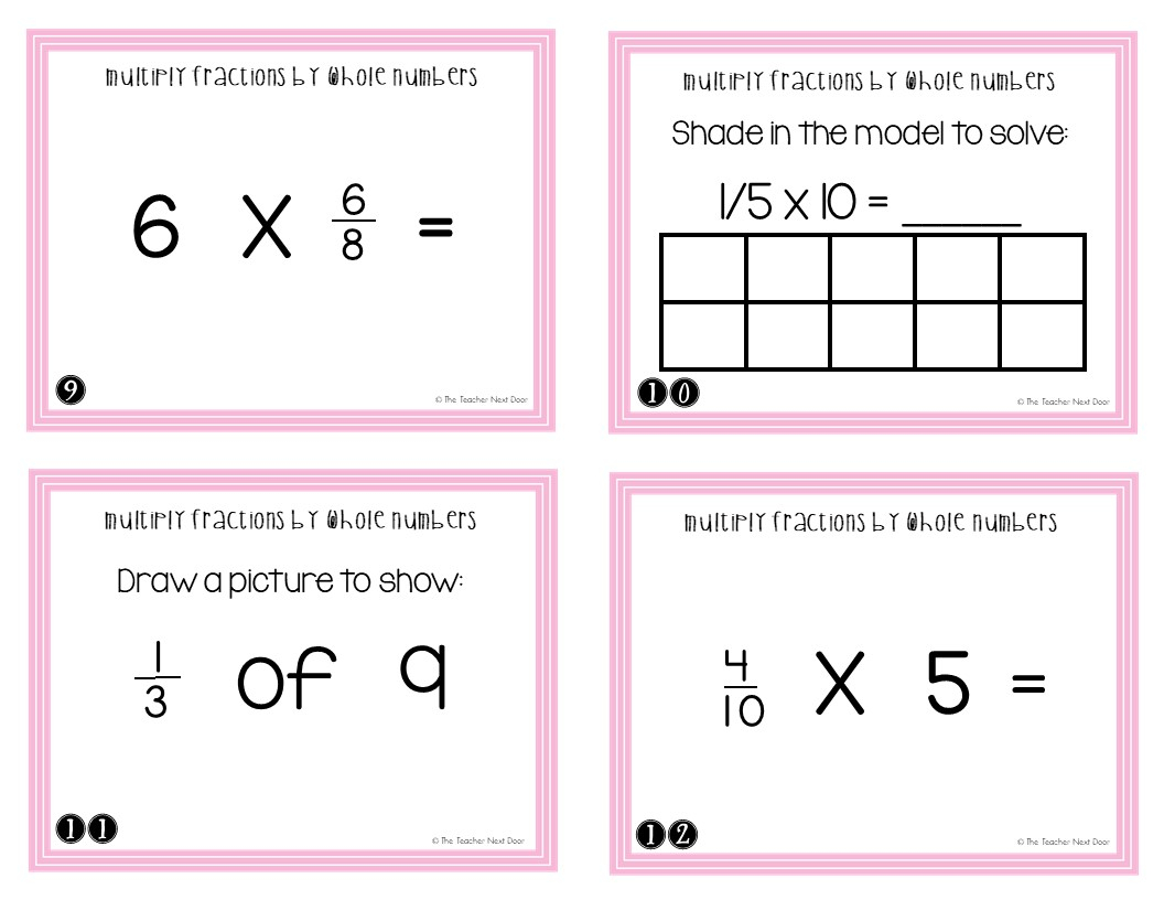 4th Grade Multiply Fractions By Whole Numbers Task Cards The Teacher