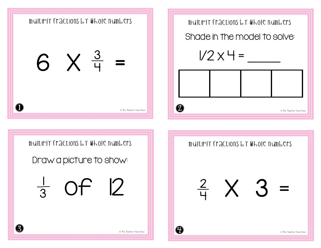 4th Grade Multiply Fractions By Whole Numbers Task Cards The Teacher