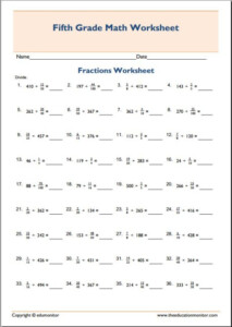 5th Grade Dividing Fractions Worksheets EduMonitor