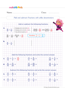 6th Grade Adding And Subtracting Fractions Worksheets PDF With Answers