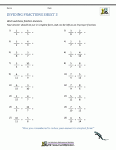 6th Grade Math Dividing Fractions Worksheets Fraction Worksheets Free