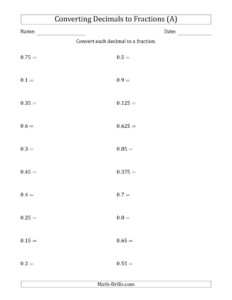 6th Grade Math Worksheets Fractions To Decimals Fraction Worksheets