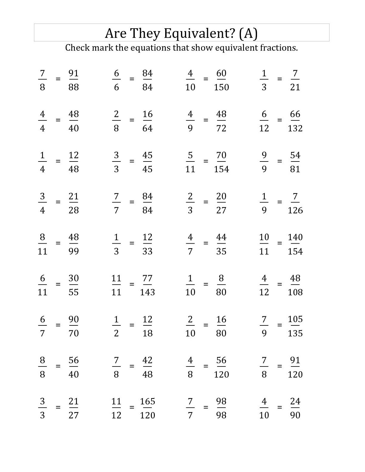 6th Grade Math Worksheets Fractions