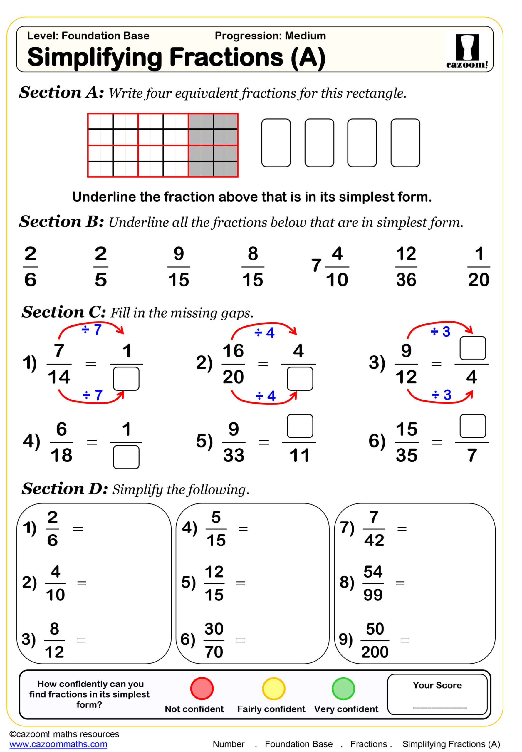 Fractions Worksheets Grade 7