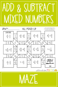 Add And Subtract Fractions And Mixed Numbers Maze 5 3H And 5 3K Add