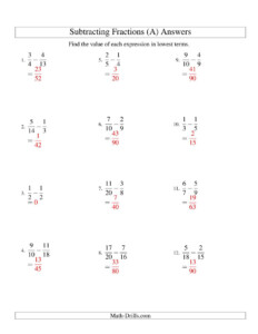 Add And Subtract Fractions Worksheet With Answers Worksheets Free