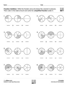 Add The Fractions And Color The Correct Amount Simplify The Sum