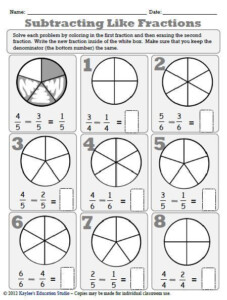 Adding And Subtracting Fractions Coloring Worksheets con Im genes