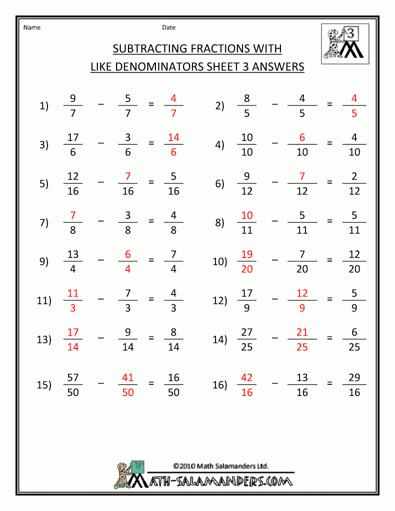 Adding And Subtracting Fractions Multiple Choice Test Pdf Carol Jone 