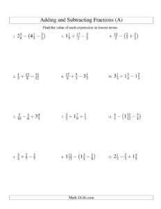 Adding And Subtracting Fractions With Integers Worksheet Fraction