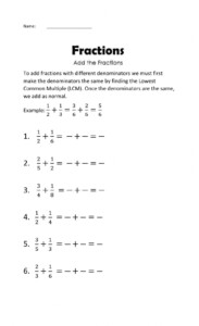 Adding And Subtracting Fractions With Unlike Denominators Worksheet