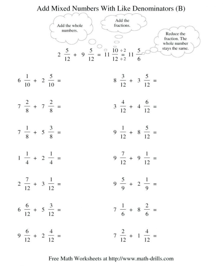 Adding And Subtracting Improper Fractions Worksheet Fraction 