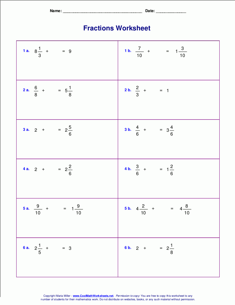 Adding And Subtracting Fractions And Mixed Numbers Worksheet Pdf