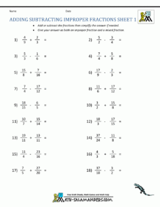 Adding And Subtracting Mixed Numbers Worksheet 7th Grade Worksheets