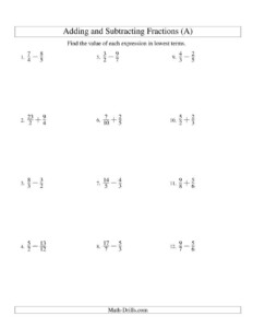 Adding And Subtracting Negative Fractions Worksheets Fraction