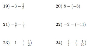 Adding And Subtracting Positive And Negative Integers And Fractions