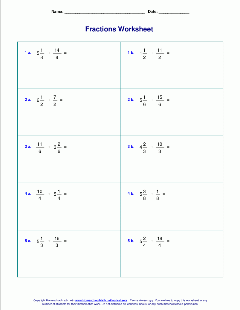 7th Grade Adding And Subtracting Fraction Like Terms Worksheet