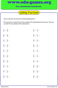 Adding Fractions Problems Worksheet Worksheets Free Download