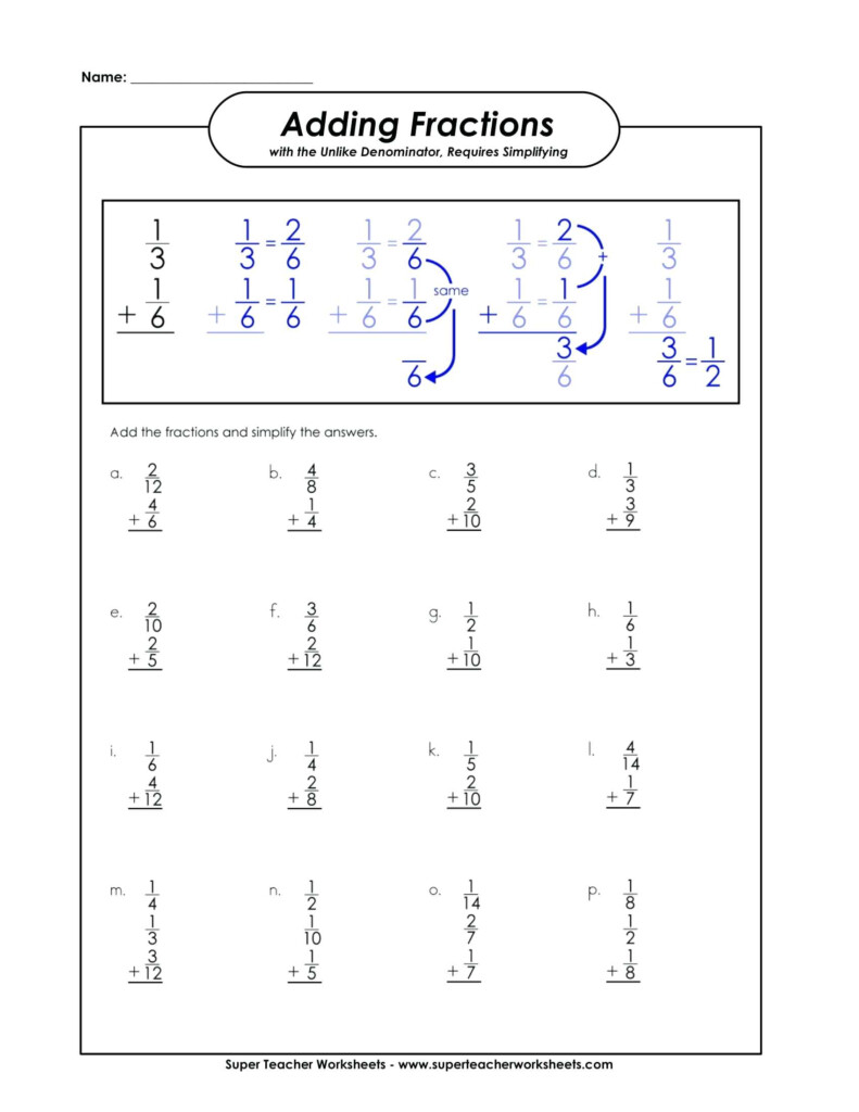 Adding Fractions Super Teacher Worksheets Fraction Worksheets Free 