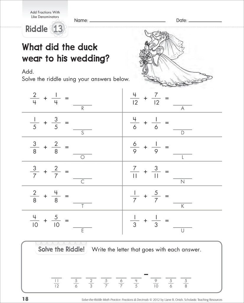 Adding Fractions With Common Denominators Math Fractions Fractions 