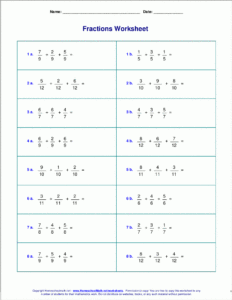 Adding Fractions With Common Denominators Worksheets 913458 Free