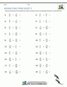 Adding Fractions With Different Denominators Worksheet Ks2 Worksheets