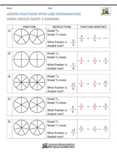 Adding Fractions With Like Denominators Sheet 3 Answers Biology