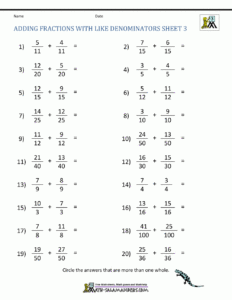 Adding Fractions With Unlike Denominators Notes Pdf William Hopper s