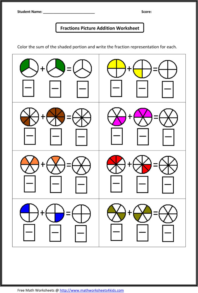 Adding Fractions Worksheets Fractions Worksheets Math Fractions 