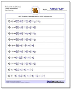 Adding Mixed Fractions With Unlike Denominators Worksheets Worksheets