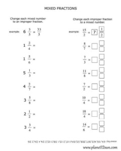 Adding Mixed Numbers Worksheet Mixed And Improper Fractions Worksheet