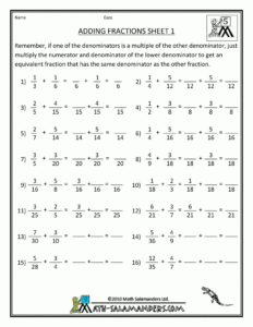 Adding Subtracting Fractions Worksheets Fogli Di Esercizi Di