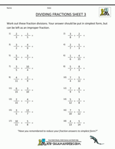 Adding Subtracting Multiplying And Dividing Fractions Worksheet